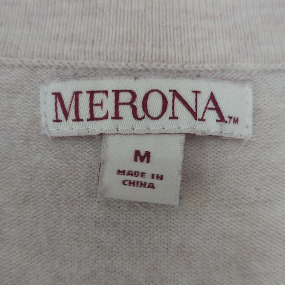 Merona Tropical Palm Leaf Print Heathered Button Up Cardigan Sweater MEDIUM Tan - Picture 3 of 15